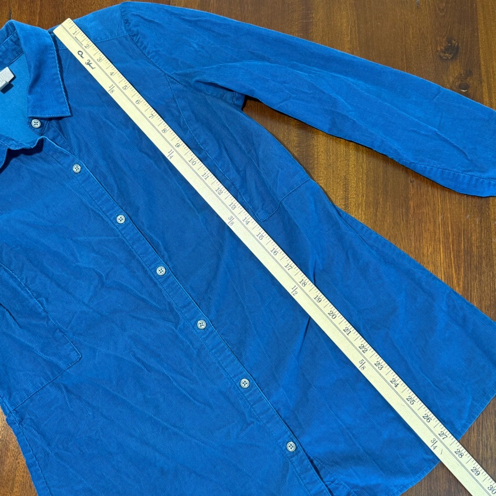 J Jill Womens Fine Wale Corduroy Button Up Shirt Size S Blue Long Sleeve Cotton - Picture 7 of 7